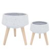 S/2 11/15" TERRAZZO PLANTER W/ WOOD LEGS, GRAY