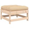 Patio Footstool with Cushion Solid Wood Pine