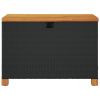 Patio Storage Box Black 31.5"x15.7"x18.9" Poly Rattan Acacia Wood