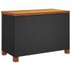 Patio Storage Box Black 31.5"x15.7"x18.9" Poly Rattan Acacia Wood