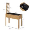 Outsunny Raised Garden Bed with Trellis for Climbing Plants, Elevated Wood Planter with Drainage Holes, Filter and Legs for Vegetable, Flowers