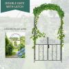 Outsunny 7.5' Metal Garden Arch with Gate, Garden Arbor Trellis for Climbing Plants, Roses, Vines, Wedding Arch for Outdoor Garden, Lawn, Backyard