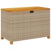 Patio Storage Box Beige 43.3"x21.7"x24.8" Poly Rattan Acacia Wood