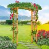Outsunny 90in Wood Garden Arbor Arch with Trellis Wall for Climbing & Hanging Plants,