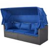 U_Style Outdoor Patio Rectangle Daybed with Retractable Canopy, Wicker Furniture Sectional Seating with Washable Cushions, Backyard