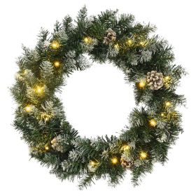 Christmas Wreath with LED Lights Green 17.7" PVC