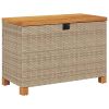 Patio Storage Box Beige 31.5"x15.7"x18.9" Poly Rattan Acacia Wood