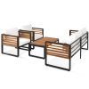 GO Large Size 4-pieces Outdoor Furniture sofa for 5 Person Conversation Set, Garden Sofa Set With Removable Cushion, Metal And Wood Frame Sofa set