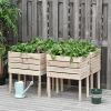 Outsunny 4PCS Raised Garden Bed, Wooden Elevated Planter Box Kit with Bed Liner, DIY Shape, for Flowers Vegetables - as Pic