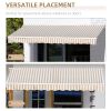 Outsunny 12' x 10' Retractable Awning Patio Awnings Sun Shade Shelter with Manual Crank Handle