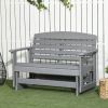 Outsunny 2-Person Outdoor Glider Bench Patio Double Swing Rocking Chair Loveseat w/ Slatted HDPE Frame, Light Gray