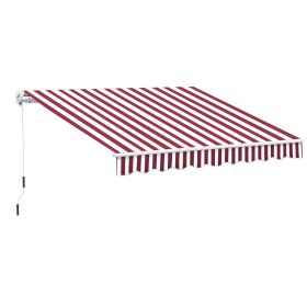 Outsunny 10' x 8' Retractable Awning, Patio Awnings, Sunshade Shelter w/ Manual Crank Handle, UV & Water-Resistant Fabric and Aluminum Frame for Deck