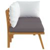 2 Piece Patio Lounge Set with Cushions Solid Acacia Wood