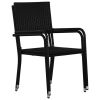 7 Piece Patio Dining Set Poly Rattan Black