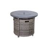 25" H x 32" W Aluminum Outdoor Fire Pit Table with Lid(Mixed Gray)
