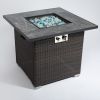 30 inch Outdoor Fire Table Propane Gas Fire Pit Table with Lid, Glass Rocks and Rain Cover