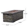 Outdoor Patio Concrete Fire table, Rectangle Gas Burning 56-Inch Fire Pit - 50, 000 BTU,  Grey