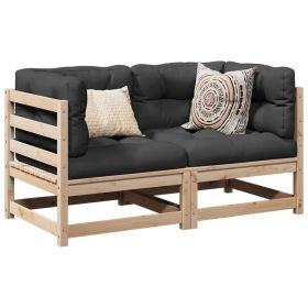 2 Piece Patio Sofa Set Solid Wood Pine