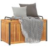 Patio Cushion Box 33.5"x17.7"x17.7"/20.9" Solid Wood Acacia and Steel