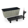 Gray Hand Woven Wicker 2 Pack Smart Self watering Rectangle Planter