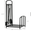 HOMCOM Firewood Rack With Fireplace Tools, Indoor Outdoor Firewood Holder For Fireplace, Wood Stove, Hearth Or Fire Pit