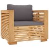 Patio Sofa Chair with Dark Gray Cushions Solid Wood Teak