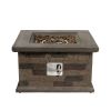 Outdoor Propane Fire Pit Table 28-inch Imitation Stone Square Concrete Propane Fire Pit with Lava Rocks and Rain Cover 50