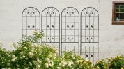 4 Pack Metal Garden Trellis 86.7" x 19.7" Rustproof Trellis for Climbing Plants Outdoor Flower Support Black - BLACK