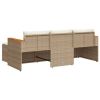 3 Piece Patio Sofa Set with Cushions Beige Poly Rattan