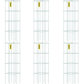 VEVOR Tomato Cages, 14.6" x 14.6" x 39.4", 6 Packs Square Plant Support Cages, Green PVC-Coated Steel Tomato Towers for Climbing Vegetables, Plants