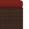 Patio Middle Sofa with Cushions Brown Poly Rattan