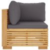 Patio Corner Sofa with Dark Gray Cushions Solid Wood Teak