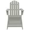Patio Adirondack Chair with Ottoman&Table Solid Fir Wood Gray