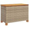 Patio Storage Box Beige 31.5"x15.7"x18.9" Poly Rattan Acacia Wood