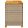 Patio Storage Box Beige 43.3"x21.7"x24.8" Poly Rattan Acacia Wood