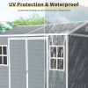 8 x 6 ft Resin Outdoor Storage Shed Waterproof Shed with Floor & Two Windows & Lockable Door, Tool Shed for Garden, Patio, Backyard,Gray