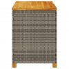Patio Storage Box Gray 43.3"x21.7"x24.8" Poly Rattan Acacia Wood