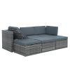 Patio Furniture, Outdoor Furniture, Seasonal PE Wicker Furniture,5 Set Wicker Furniture With Plywood Coffee Table,with lift TOP Coffee Table
