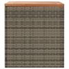 Patio Storage Box Gray 43.3"x19.7"x21.3" Poly Rattan Acacia Wood