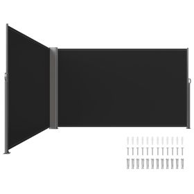 VEVOR 236" x 71"Black Retractable Awnig-Rugged Full Aluminum Rust-Proof Patio Sunshine Privacy Divider Wind Screen. Longer Service Life