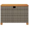 Patio Storage Box Gray 31.5"x15.7"x18.9" Poly Rattan Acacia Wood