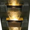 39.3inches High Concrete Modern Water Fountain with LED Lights