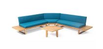 MIRABELLE 5 SEATER SECTIONAL SOFA SET WITH CUSHIONS, DARK TEAL