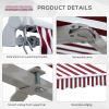 Outsunny 10' x 8' Retractable Awning, Patio Awnings, Sunshade Shelter w/ Manual Crank Handle, UV & Water-Resistant Fabric and Aluminum Frame for Deck