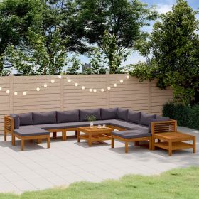 12 Piece Patio Lounge Set with Cushion Solid Acacia Wood