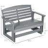 Outsunny 2-Person Outdoor Glider Bench Patio Double Swing Rocking Chair Loveseat w/ Slatted HDPE Frame, Light Gray
