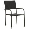 3 Piece Patio Dining Set Poly Rattan Black