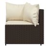 4 Piece Patio Lounge Set with Cushions Brown Poly Rattan