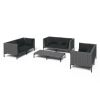 7 Piece Patio Lounge Set with Cushions Poly Rattan Dark Gray