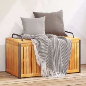 Patio Cushion Box 33.5"x17.7"x17.7"/20.9" Solid Wood Acacia and Steel